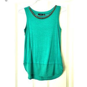 Apt 9 Green Jeweled Sequined Neckline Tank Top